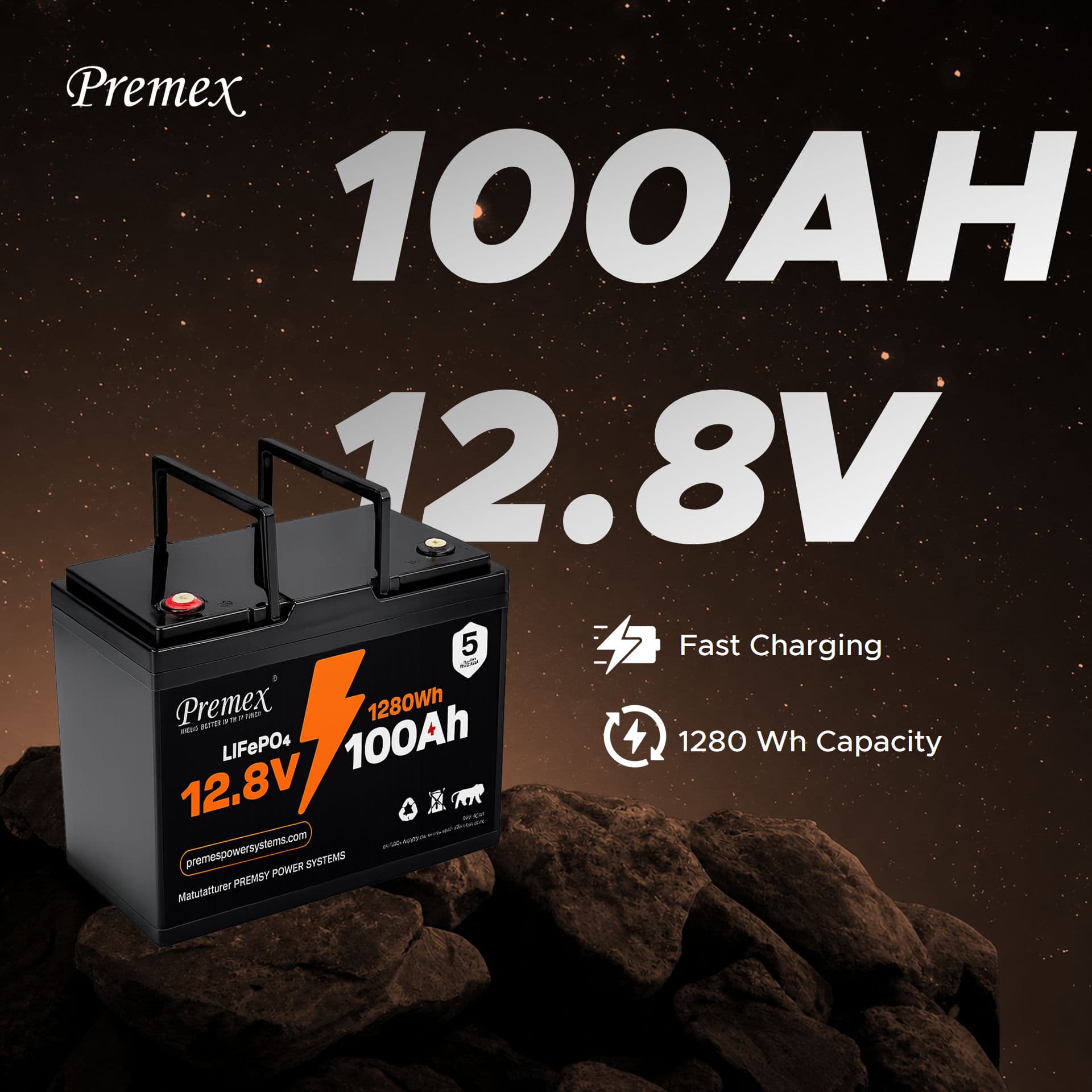Premex - 12.8V / 100Ah Lithium Battery-1