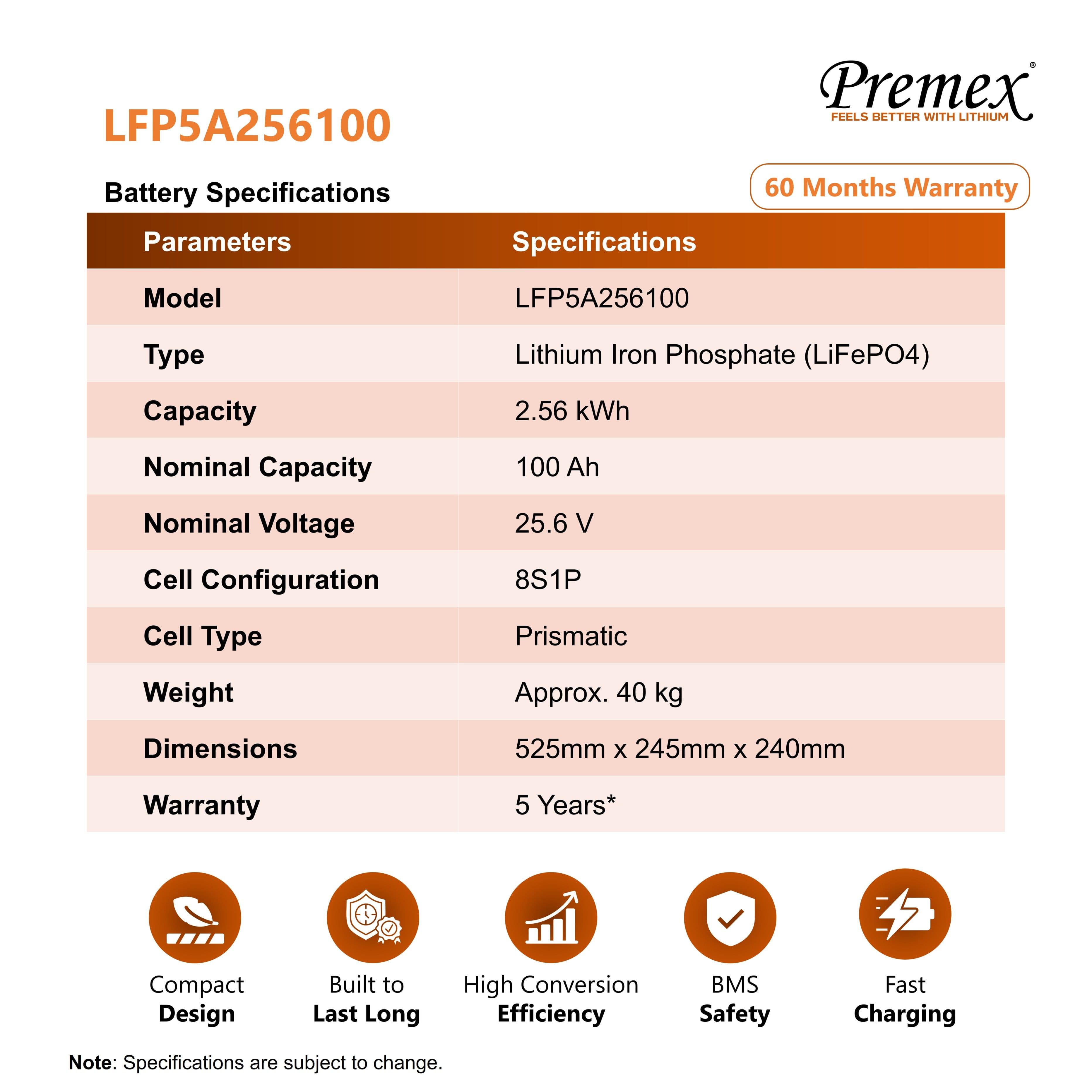 Premex - 25.6V / 100Ah Lithium Battery-2